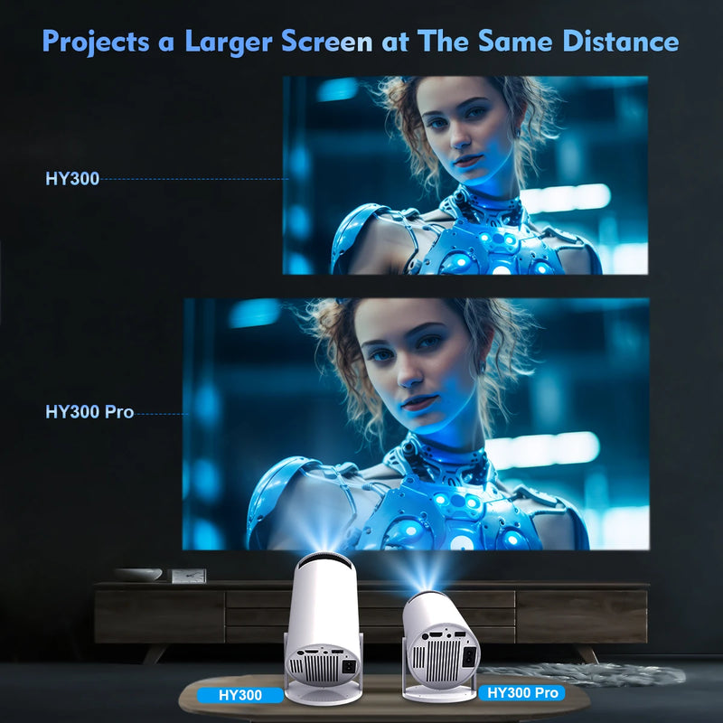 Projetor magcúbico hy300 pro 4k android 11 duplo wifi6 260ansi allwinner h713 bt5.0 1080p 1280*720p home cinema projetor ao ar livre