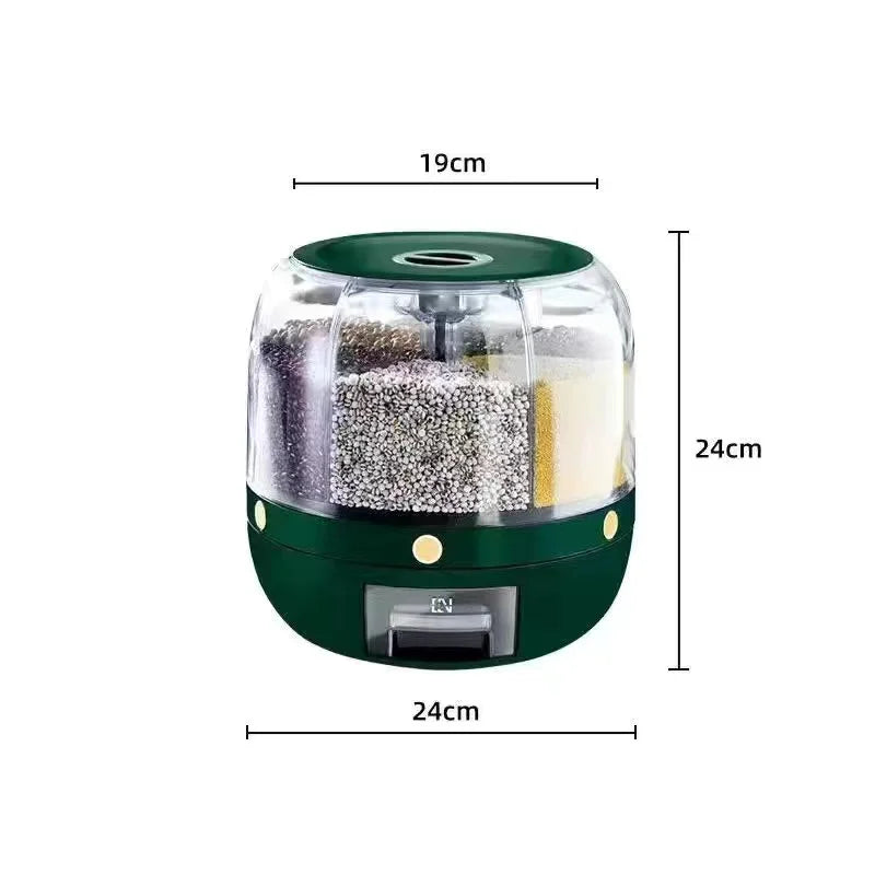 Plástico Pet Arroz e Grão Dispenser, Food Container, Grão Balde, Caixa De Armazenamento, Cozinha Rotação, Housewarming Presente, 6kg